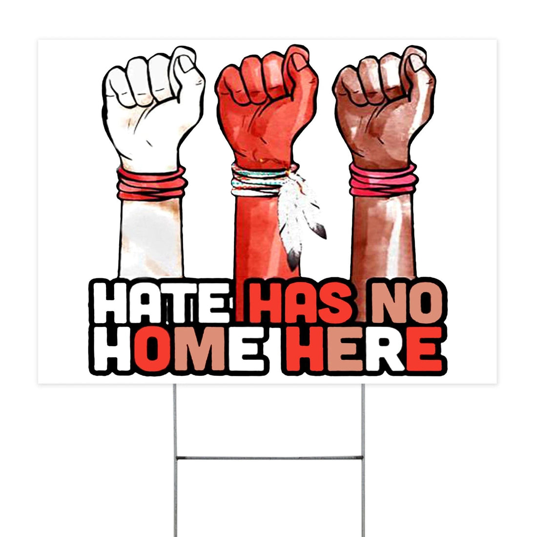Hate Has No Home Here Yard Sign Rise Up Native American Sign Patriotic Gifts Garden Decor