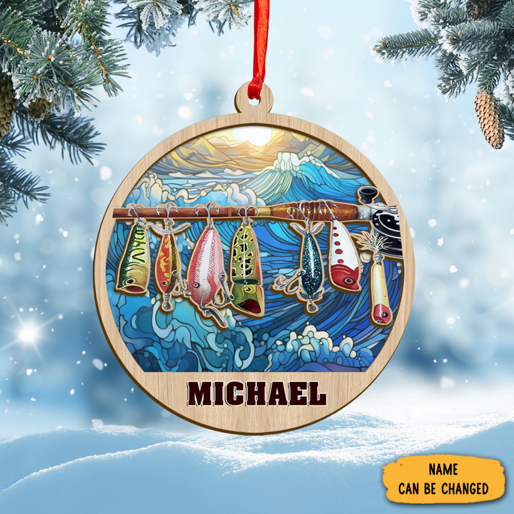 Personalized Fishing Suncatcher Ornament Fishing Lover Christmas Ornaments Gifts For Fisherman