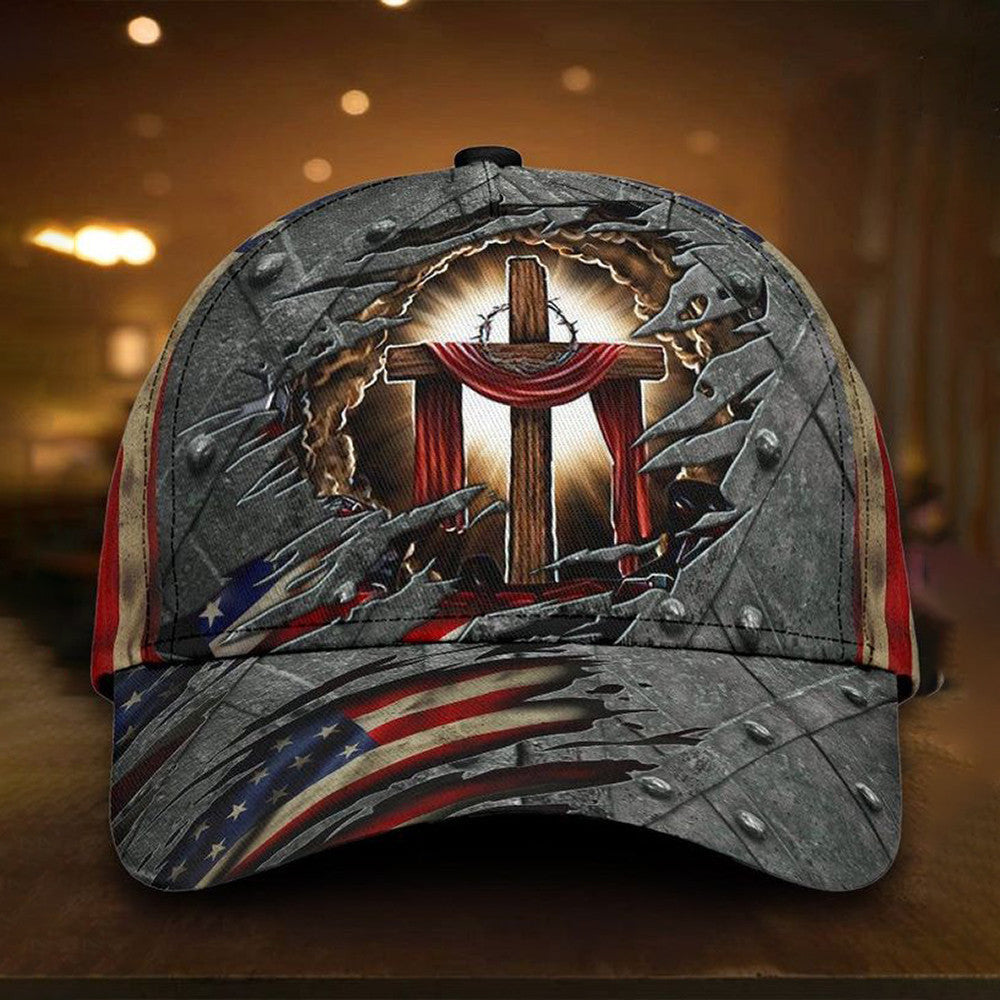 Jesus Cross Hat Vintage American Flag Christian Hats Gifts For Boyfriend