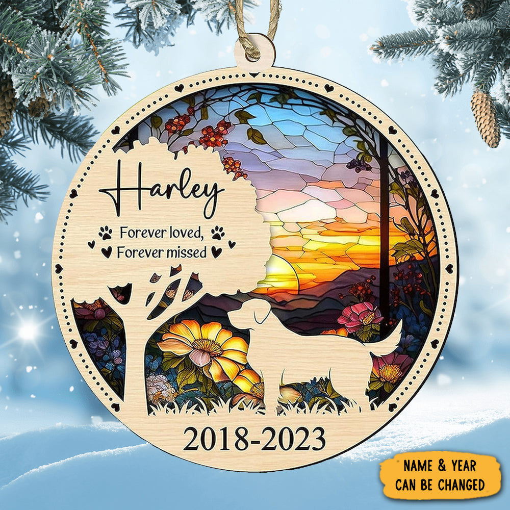 Personalized Dog Forever Love Forever Missed Suncatcher Ornament Memorial Dog Ornament