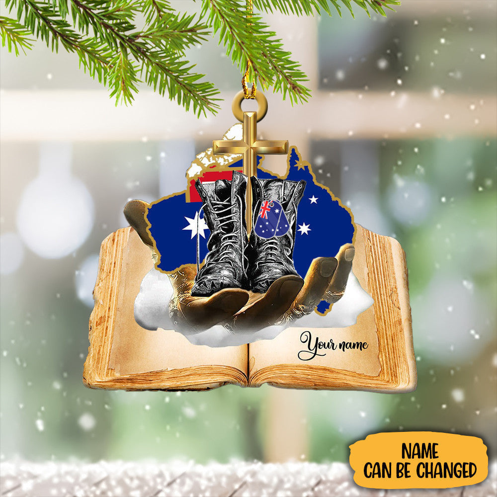 Custom Jesus Hands Holding Australia Veteran Ornament Veteran Memorial Ornaments For Christmas