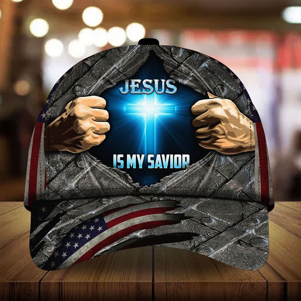 Jesus Is My Savior Hat Faith Christian Vintage American Flag Hats Gifts For Him
