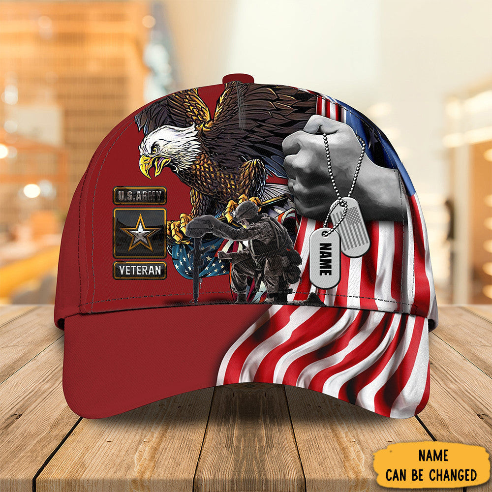 Custom Army Veteran Hat Eagle American Flag Cap Unique Gifts For Army Veterans