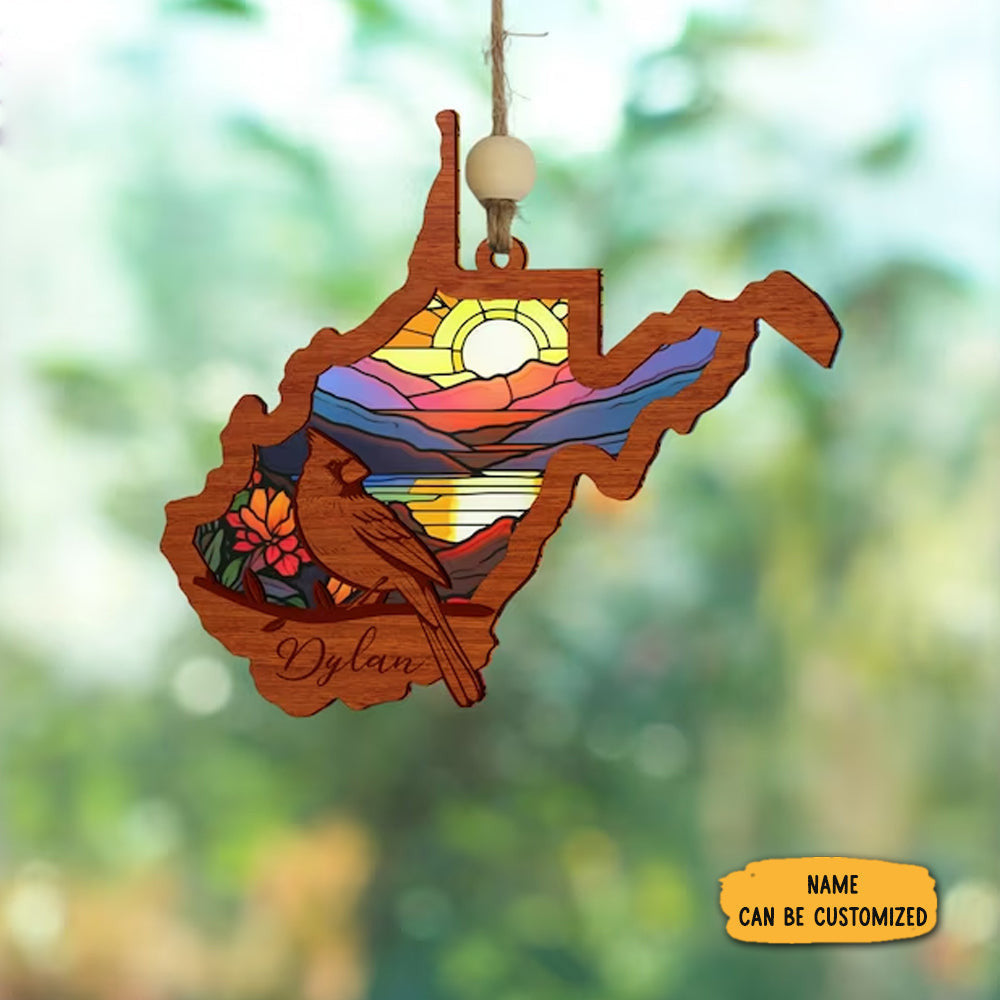 Personalized Cardinal West Virginia Suncatcher Ornament Suncatchers For Windows