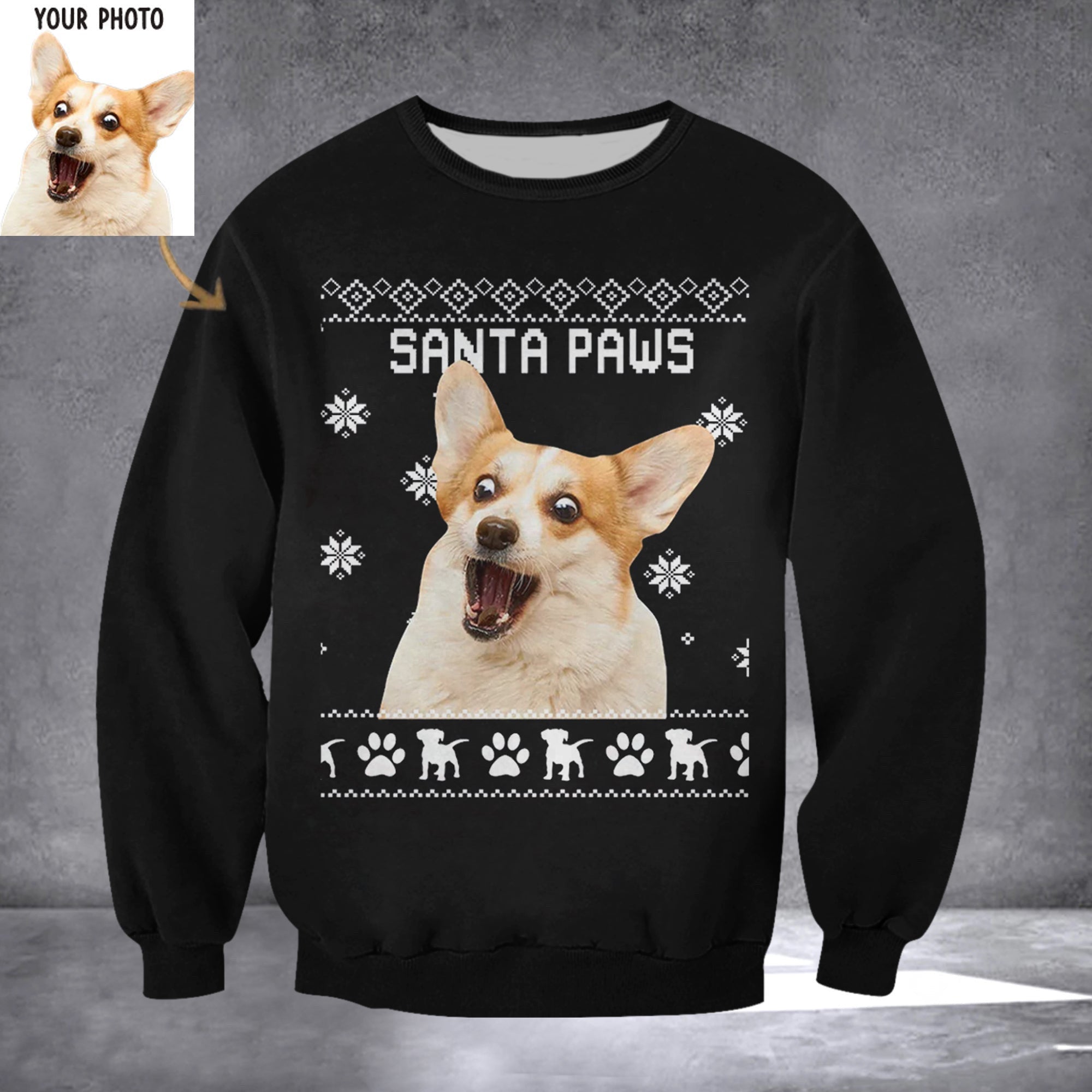 Personalized Photo Dog Sweatshirt Santa Paws Sweatshirt Christmas Gifts For Dog Lovers