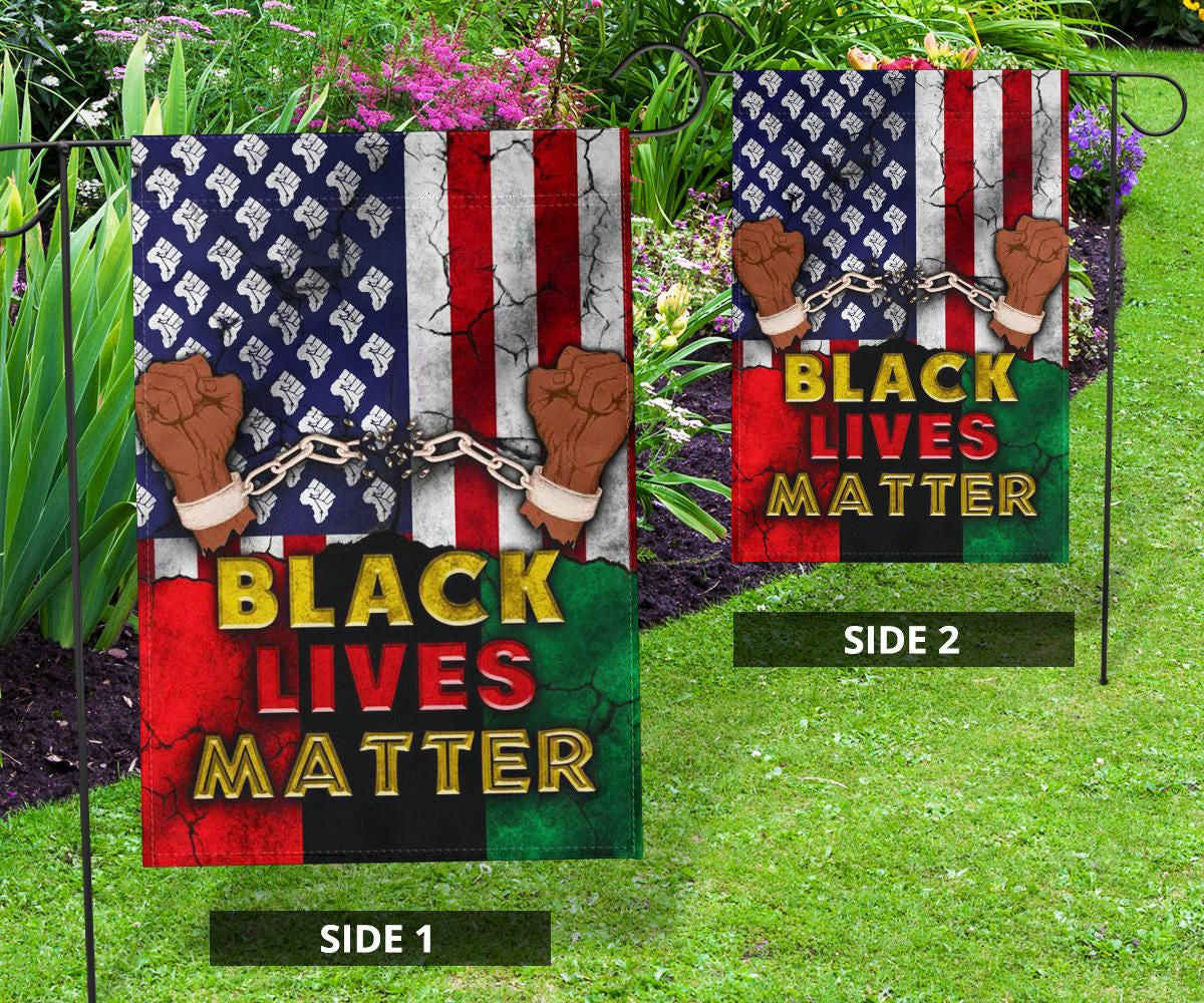 Breaking Chains Black Lives Matter American Flag To Struggle For Freedom Garden Ornaments