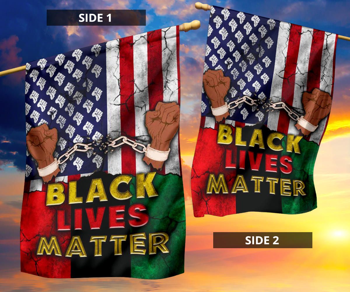 Breaking Chains Black Lives Matter American Flag To Struggle For Freedom Garden Ornaments