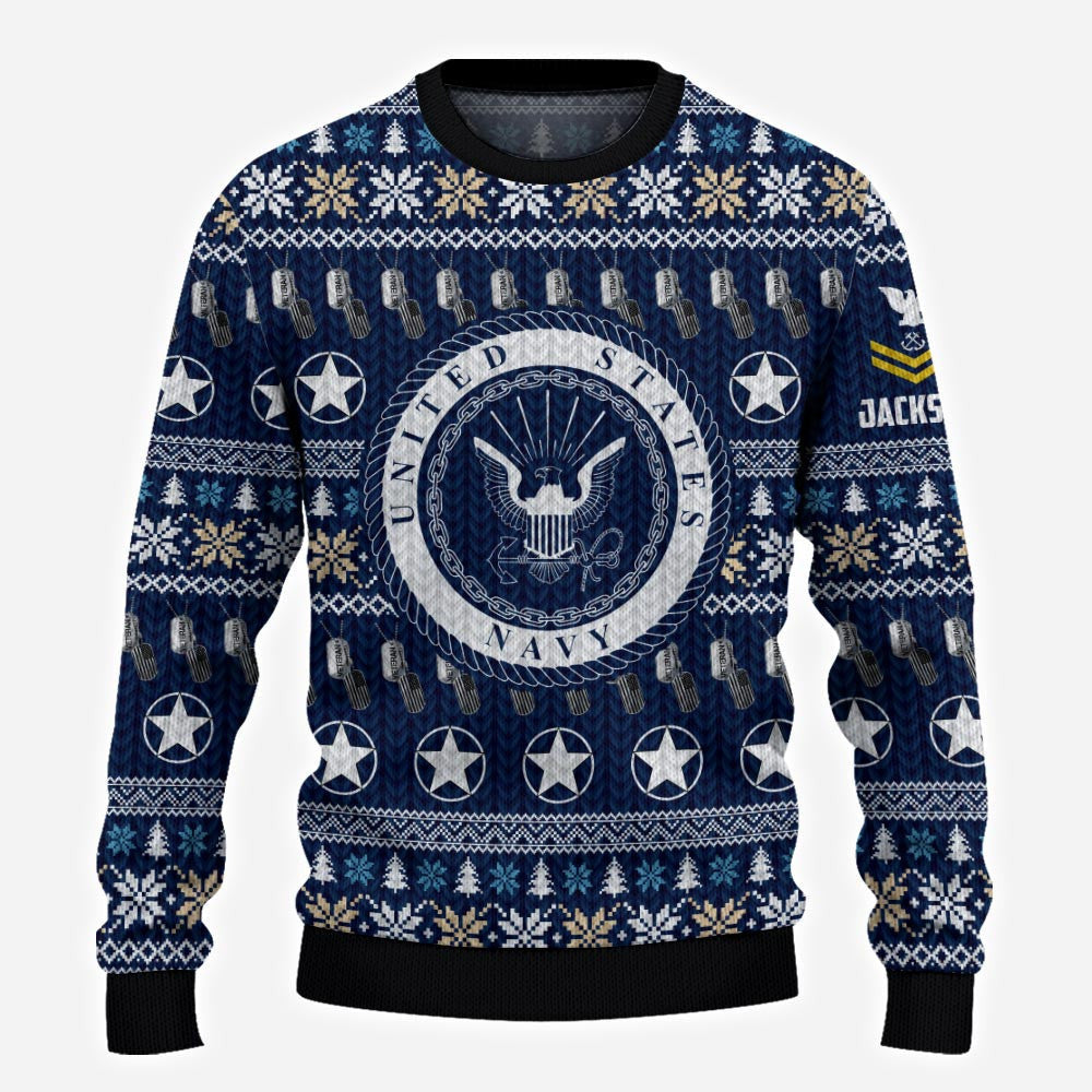 Custom United States Navy Veteran Ugly Christmas Sweater Best Xmas Gifts For Veterans