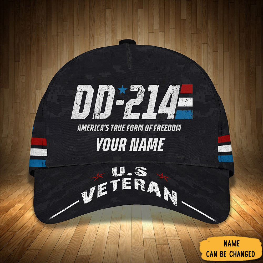Custom DD-214 U.S Veteran Hat America's True Form Of Freedom Honor Veteran Dd214 Cap