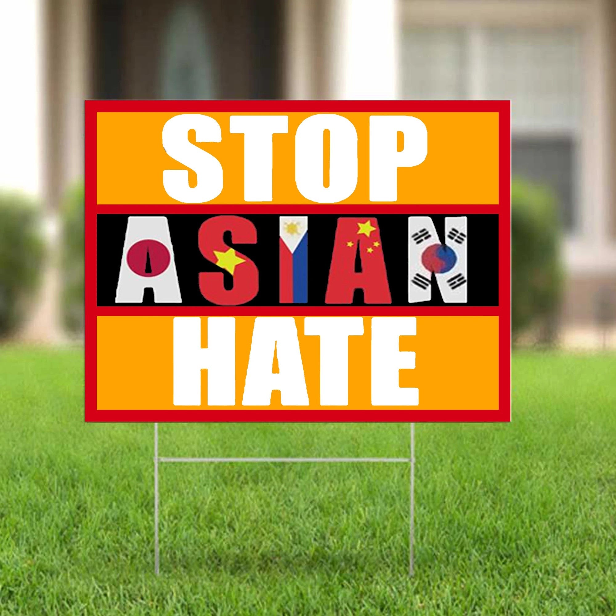 Stop Asian Hate Yard Sign Support Asian Lives Matter Merch Stop AAPI Hate Movement Sign
