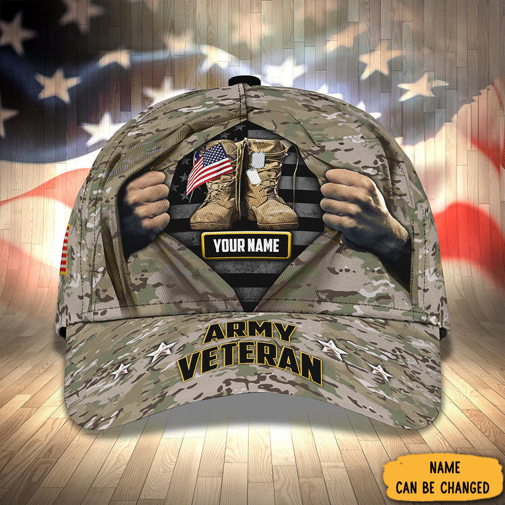 Personalized Army Veteran Camo Hat USA Flag Christmas Gifts For Army Veterans