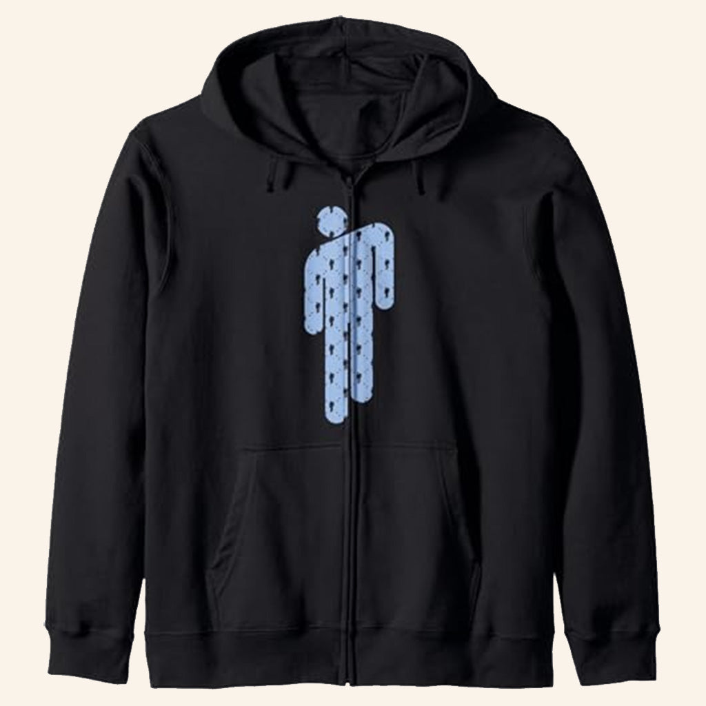 Billie Eilish Merch Blue Blohsh Zip Hoodie Unique Gifts For Music Lovers