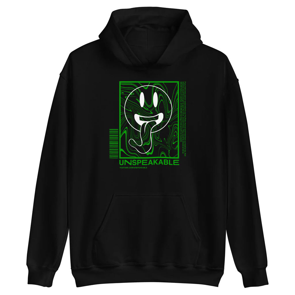 Unspeakable Merch Black Smiley Swirl Hoodie Gift Ideas For Him