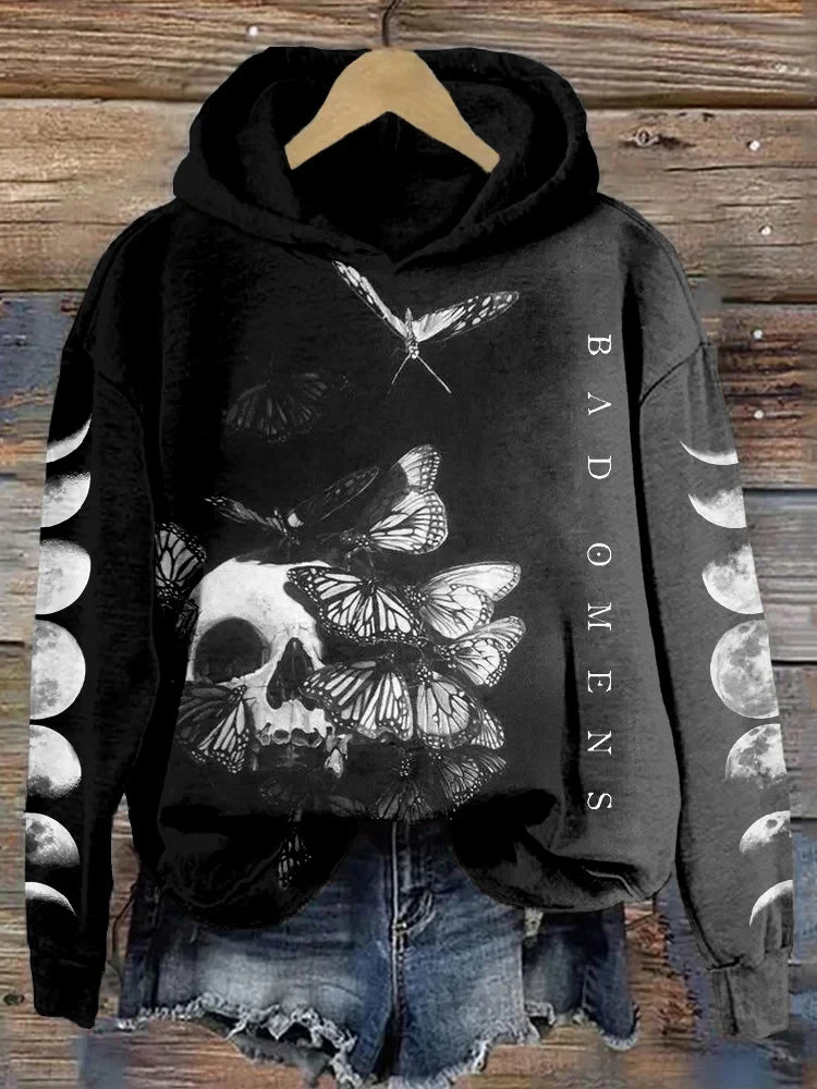 Bad Omens Hoodie Rock Band Inspired Butterflies And Moon Phase Art Hoodie Gifts For Fan