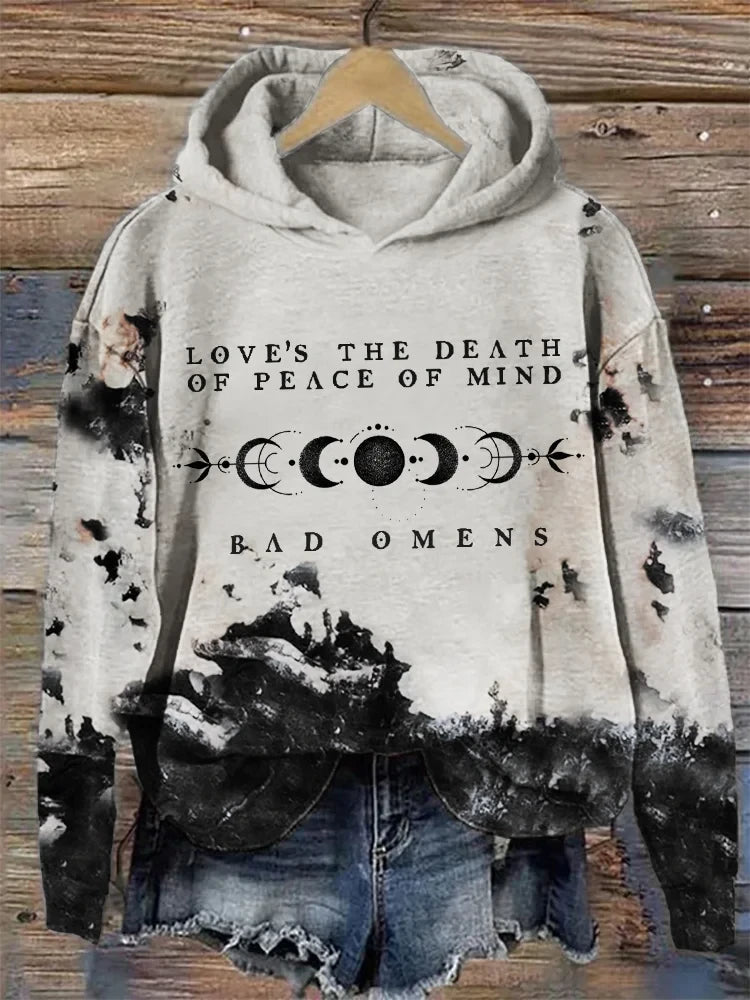 Bad Omens Hoodie Women's Rock Band Inspired Moon Tie Dye Hoodie Love Is The Death Of Peace