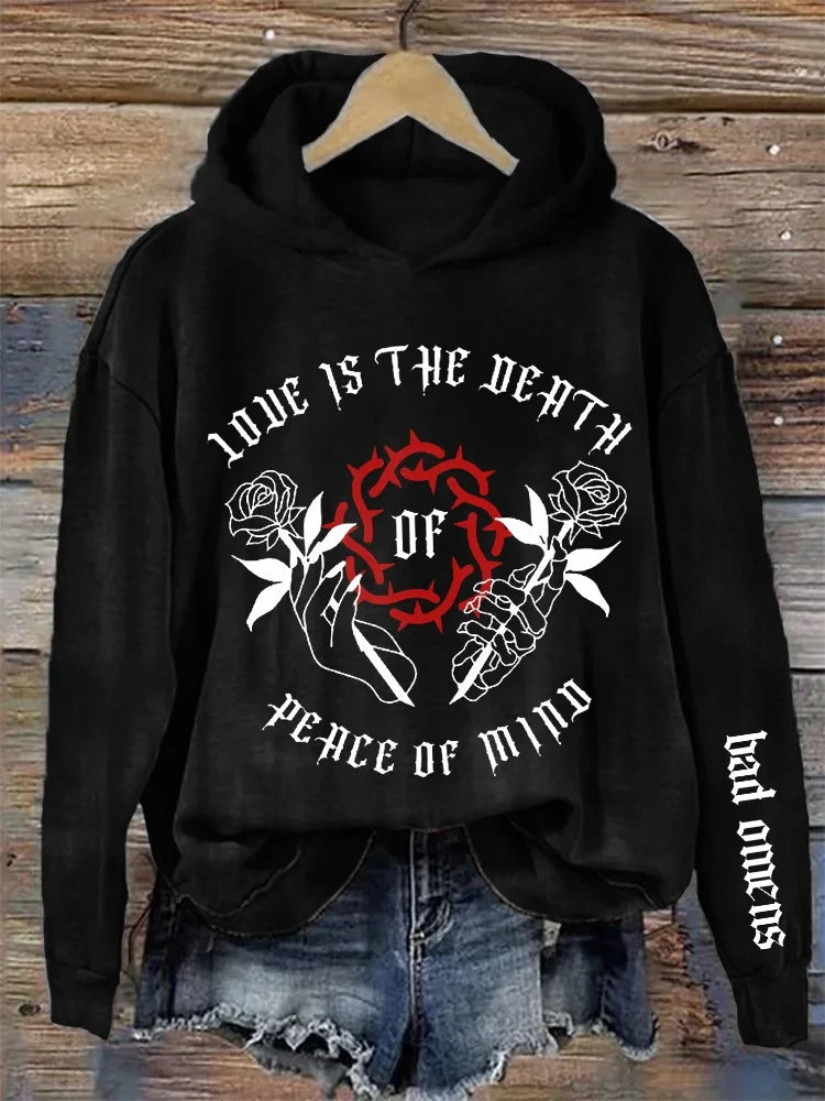 Bad Omens Hoodie For Rock Fans Moth Hoodie Love Is The Death Of Peace Of Mind