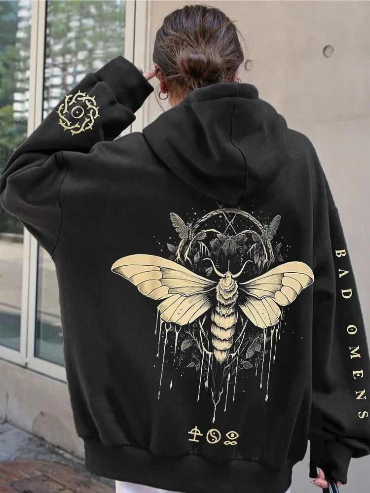 Bad Omens Hoodie Rock Band Moth Graphic Hoodie Bad Omens Merchandise Gifts For Rock Fans