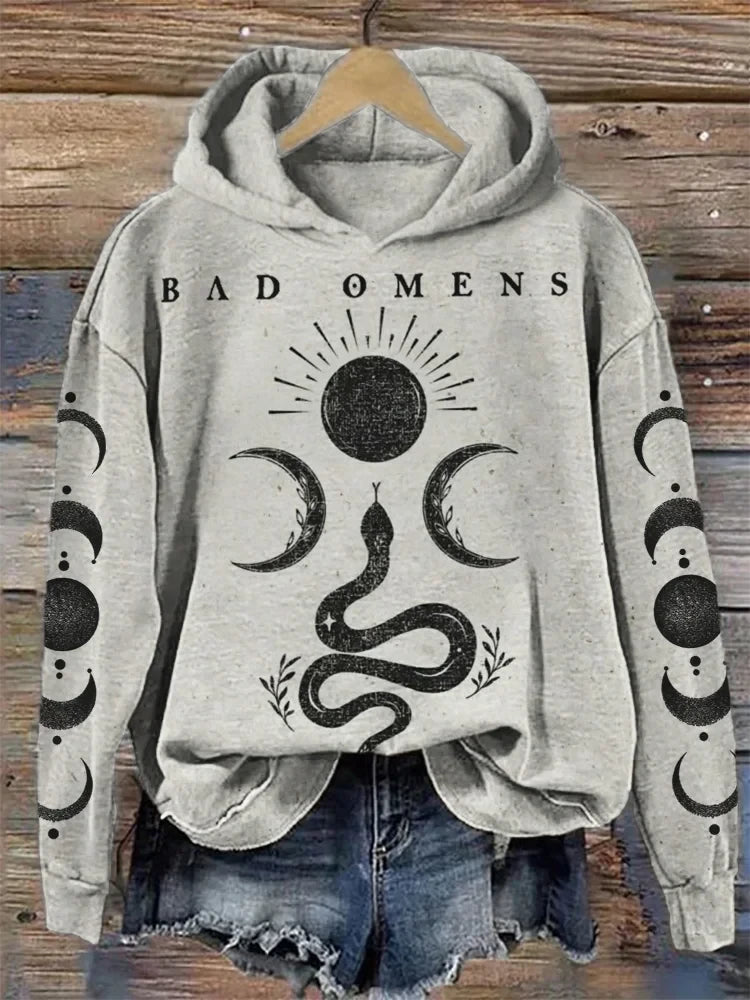 Bad Omens Hoodie Rock Band Inspired Snake And Moon Phase Art Hoodie Bad Omens Merch