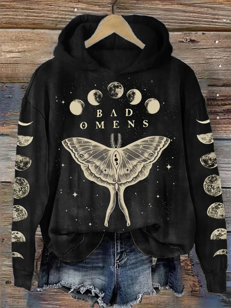 Bad Omens Hoodie Moon Phase And Moth Rock Band Inspired Hoodie Bad Omens Merchandise