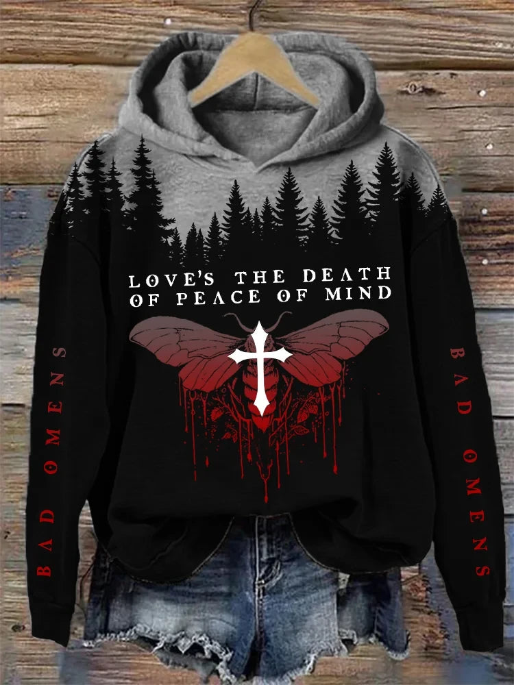 Bad Omens Hoodie Rock Band Inspired Moth Hoodie For Rock Fans Love's The Death Of Peace Of Mind