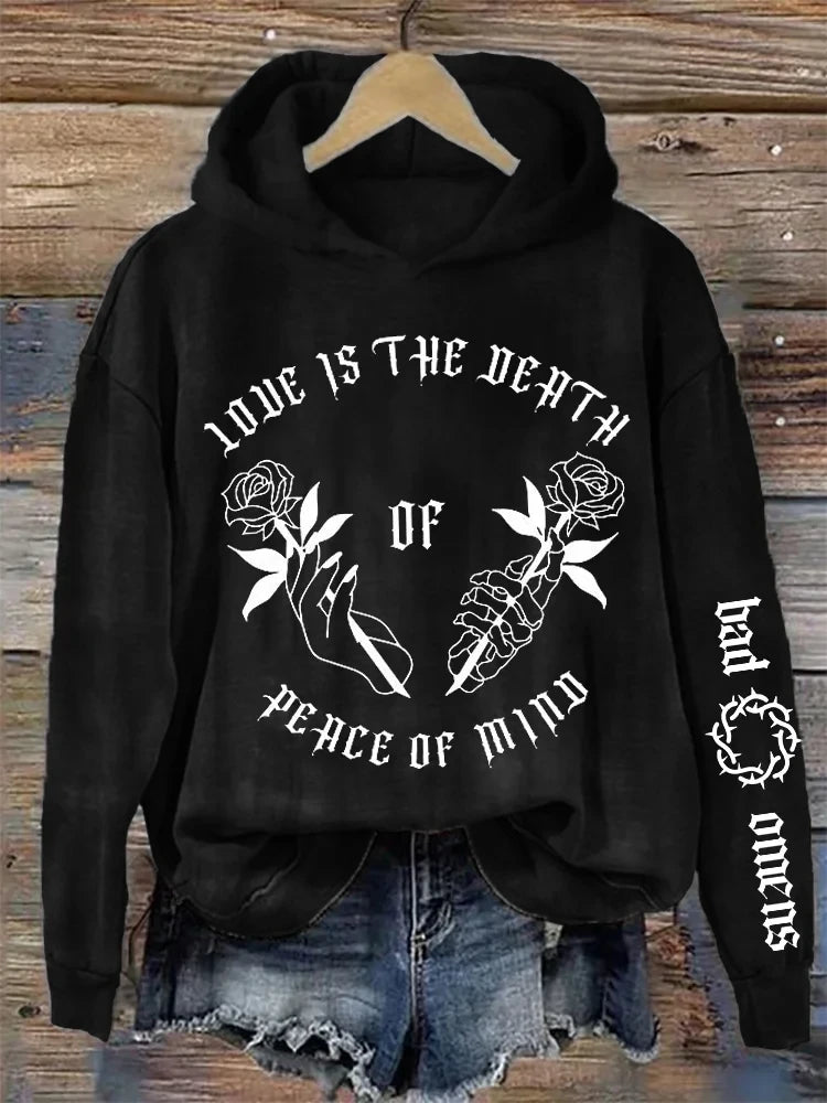 Bad Omens Hoodie Love Is The Death Of Peace Of Mind Hoodie Gifts For Rock Fans