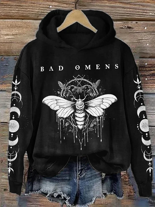 Bad Omens Hoodie Moon And Moth Rock Band Inspired Hoodie Bad Omens Merch Gifts For Rock Fans