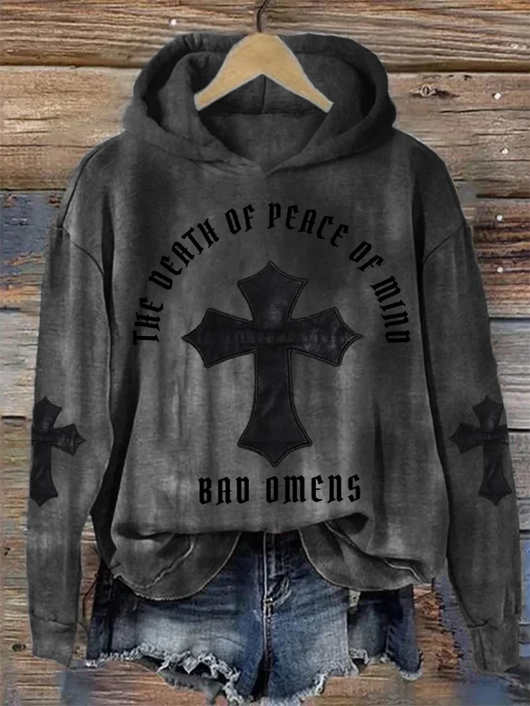 Bad Omens Hoodie Rock Band Inspired The Death Of Peace Of Mind Hoodie Cross Art Bad Omens Merch