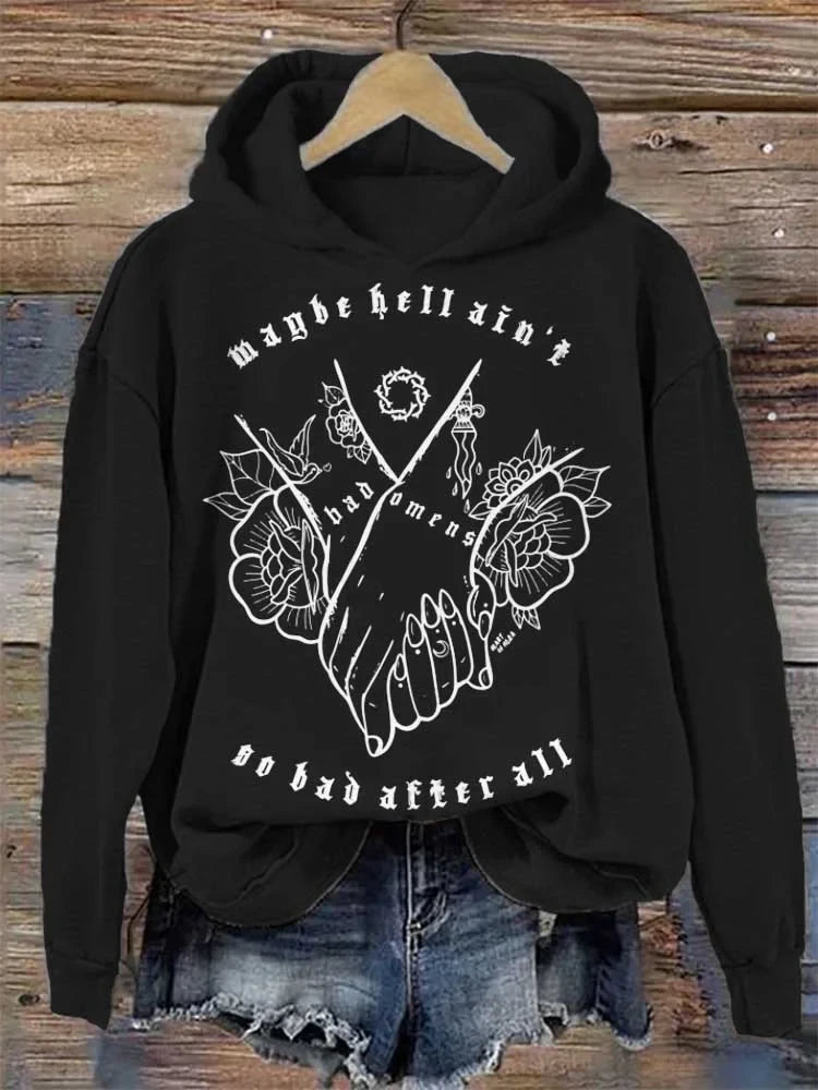 Bad Omens Hoodie Maybe Hell Ain't So Bad After All Hoodie Gothic Rock Band Vintage Clothing