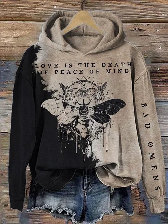 Bad Omens Hoodie Womens Rock Band Moth Tie Dye Hoodie Love Is The Death Of Peace Of Mind