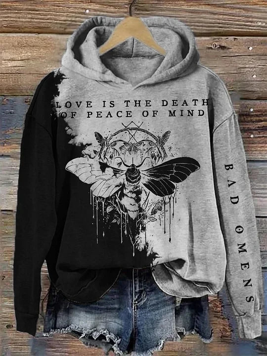 Bad Omens Hoodie Rock Band Inspired Moth Contrast Tie Dye Hoodie Love Is The Death Of Peace