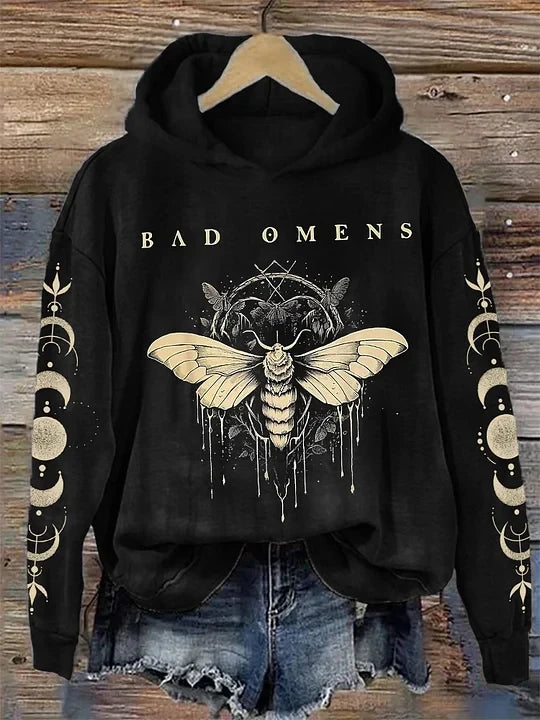 Bad Omens Hoodie Rock Band Inspired Moth And Moon Phase Hoodie For Fan Bad Omens Merch