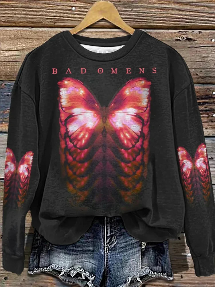 Bad Omens Sweatshirt Rock Band Inspired Mystic Butterfly Art Sweatshirt Bad Omens Merchandise