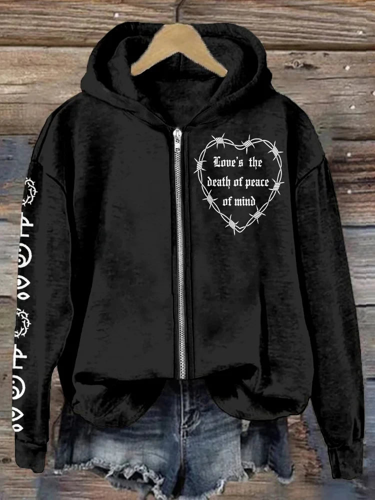 Bad Omens Wash Zip Hoodie Rock Band Inspired Art Hoodie Love's The Death Od Peace Of Mind