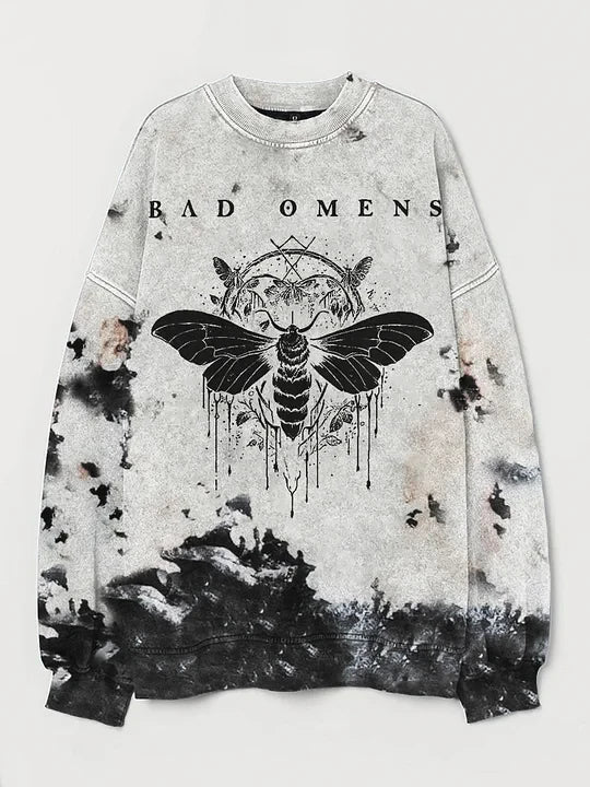Bad Omens Tie Dye Sweatshirt Rock Band Inspired Moth Sweatshirt Bad Omens Merch Fans Gifts