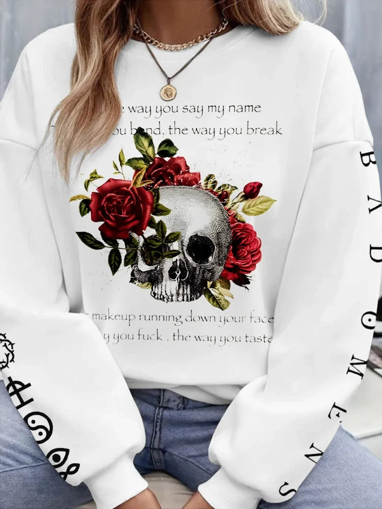 Bad Omens Sweatshirt Flowers Skull Bad Omens Merch Gifts For Rock Fan