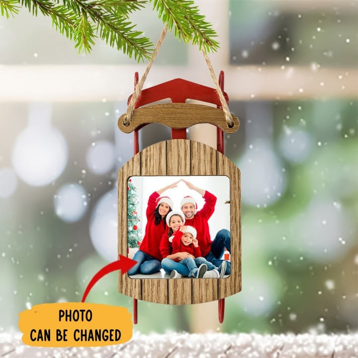 Personalized Photo Family Sled Ornament Custom Family Christmas Ornaments 2024