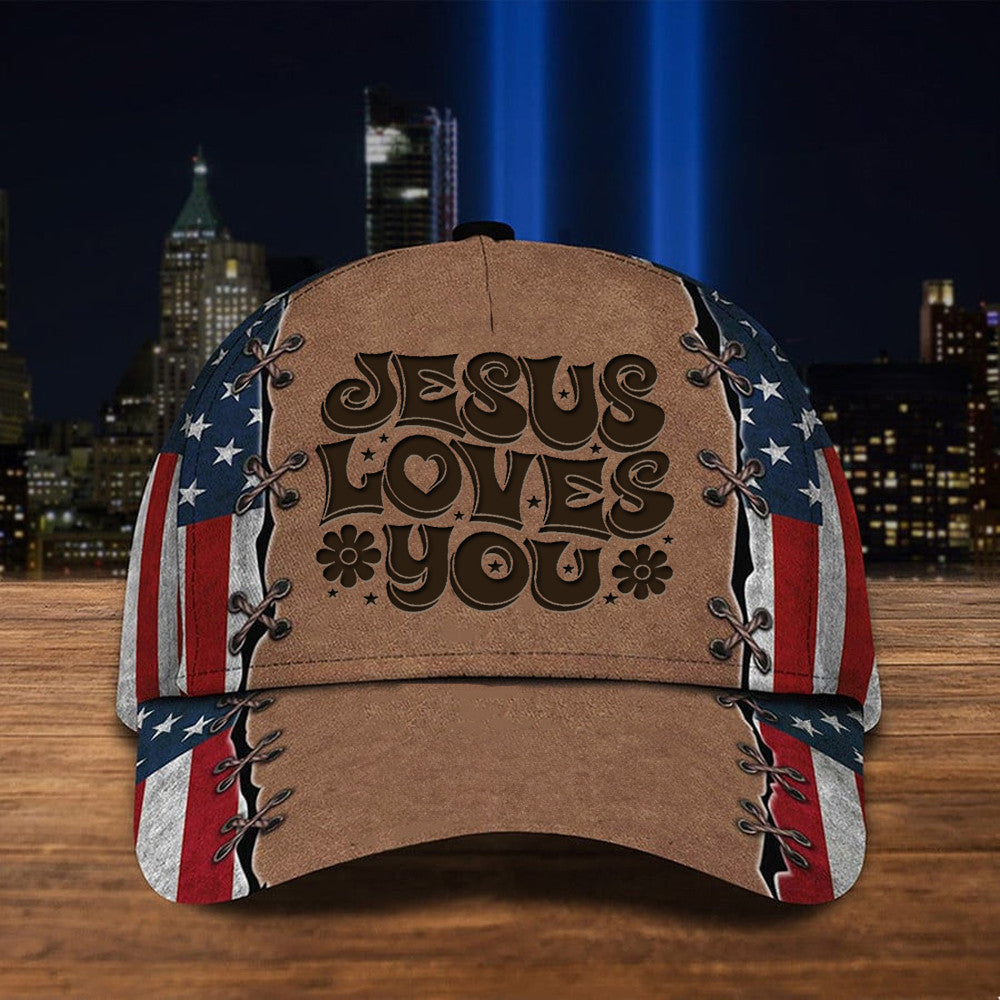 Jesus Loves You Hat American Flag Christian Hat Patriotic Cap Gifts For Him Her