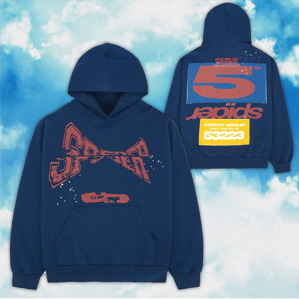 Sp5der Hoodie Navy Spider Hoodie Sp5der Merch Gifts For Husband