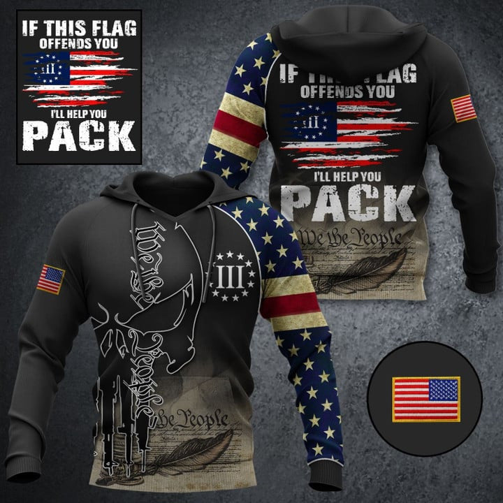 If This Flag Offends You I'll Help You Pack Hoodie Mens Patriotic Clothing Gifts For Papa