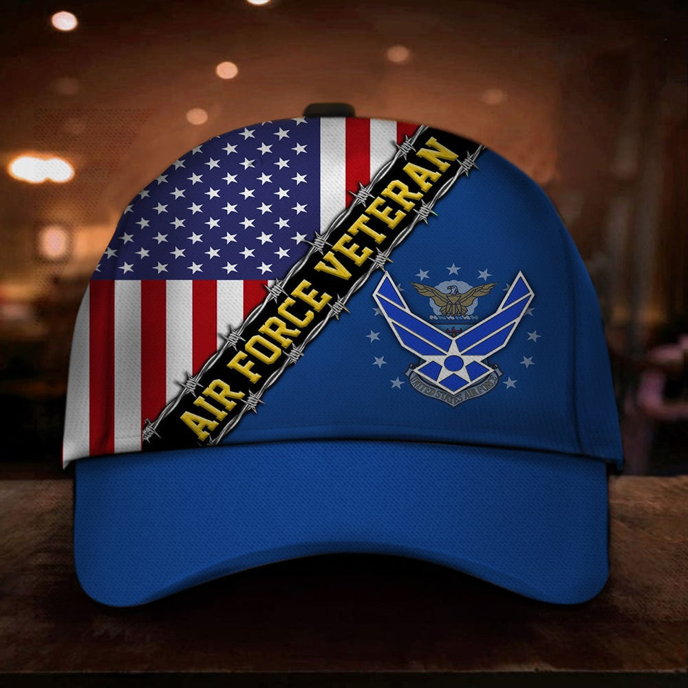 Air Force Veteran Hat With American Flag Proud Veteran Patriot Merch