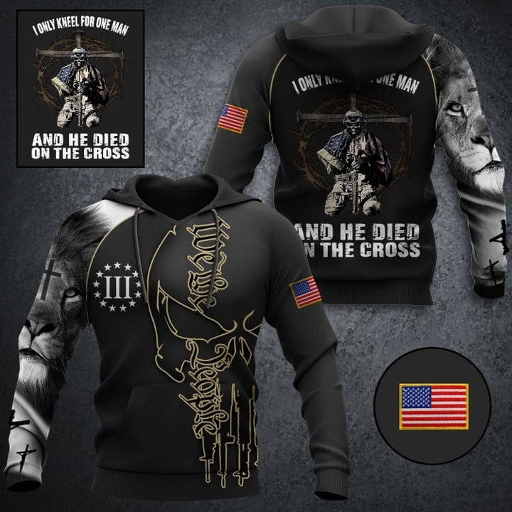 I Only Kneel For One Man Veteran Hoodie We The People Skull Lion Hoodie Gifts For Veterans