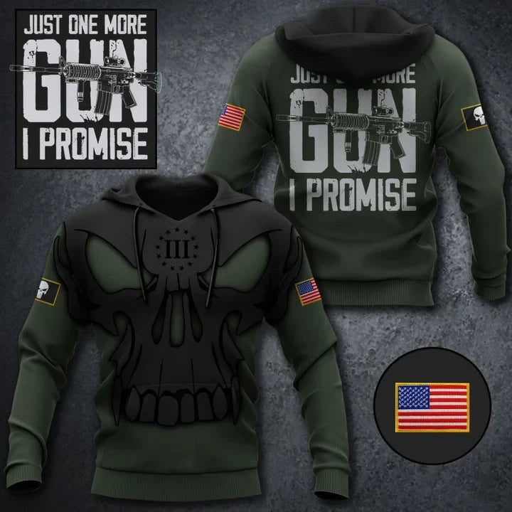 Just One More Gun I Promise Skull Hoodie 2nd Amendment Clothing Gifts For Husband Gun Lovers