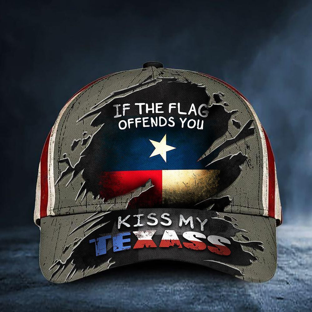 If You Flag Offends You Kiss My Texass Cap USA Texas Flag Vintage Hat Texas Merchandise