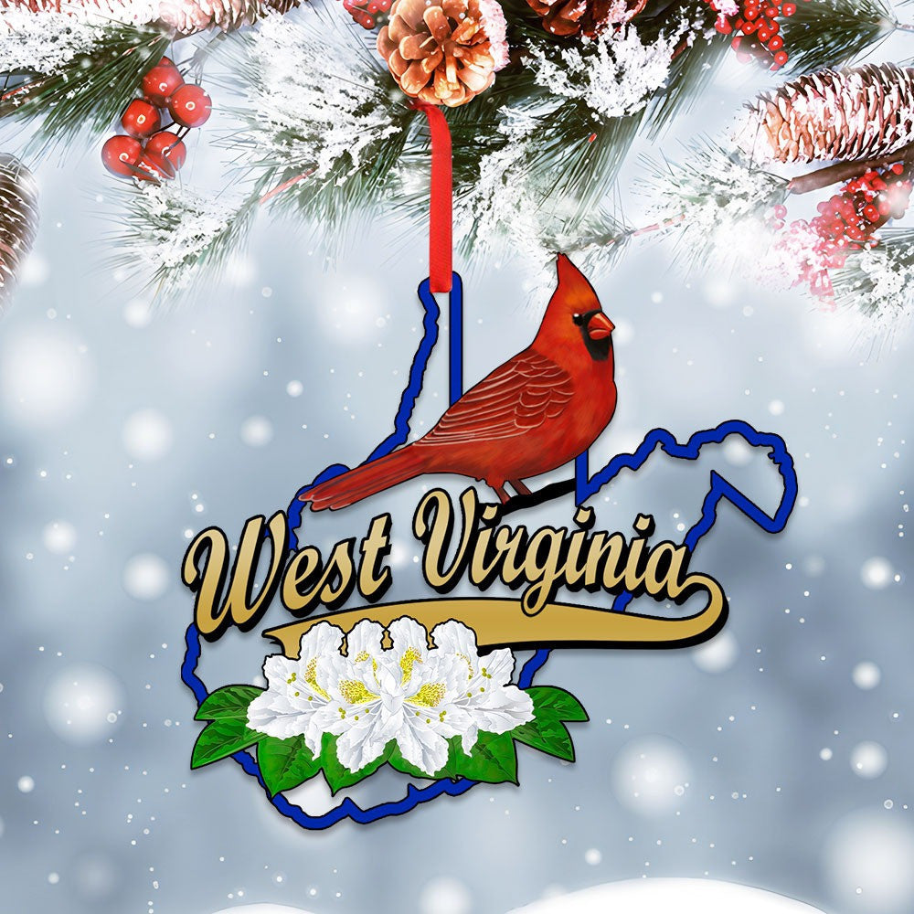 West Virginia Map Cardinal Christmas Ornament Xmas Tree Ornaments Patriotic Decor Ideas