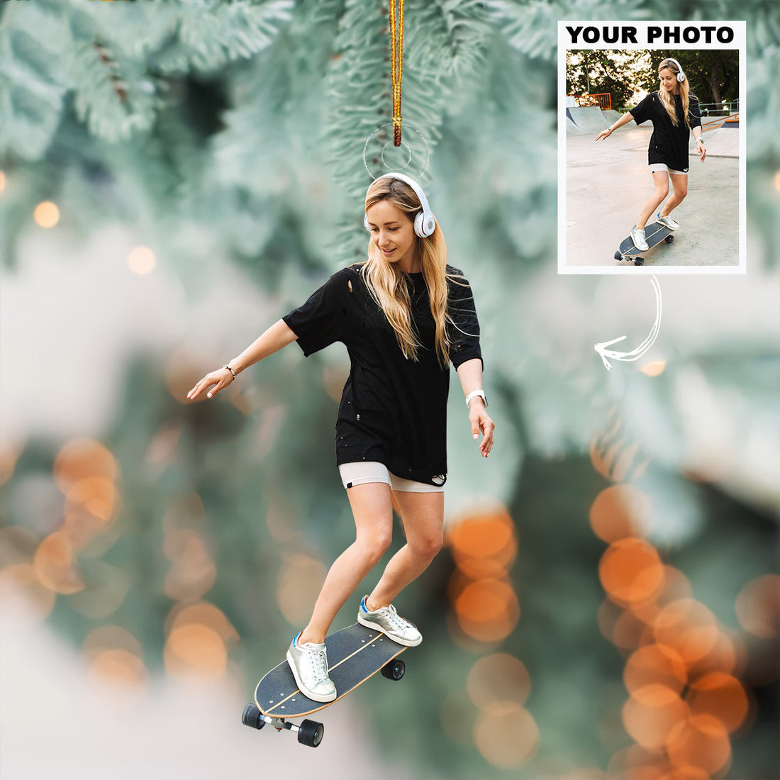 Personalized Photo Skateboard Ornament Custom Picture Ornaments Best Gifts For Skateboarders
