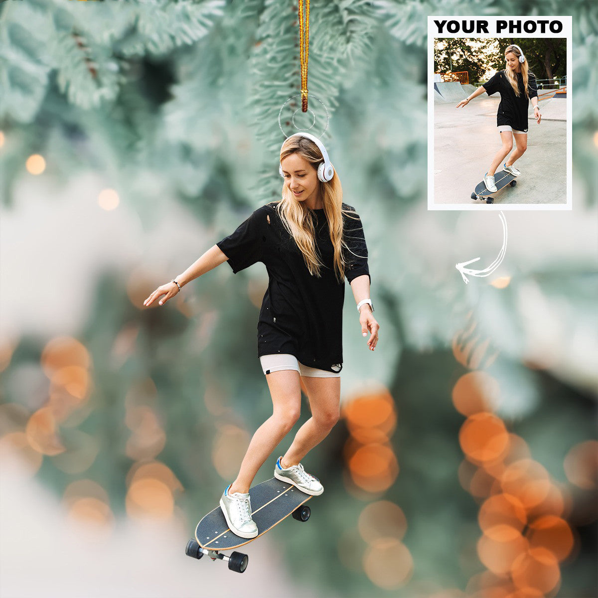 Personalized Photo Skateboard Ornament Custom Picture Ornaments Best Gifts For Skateboarders