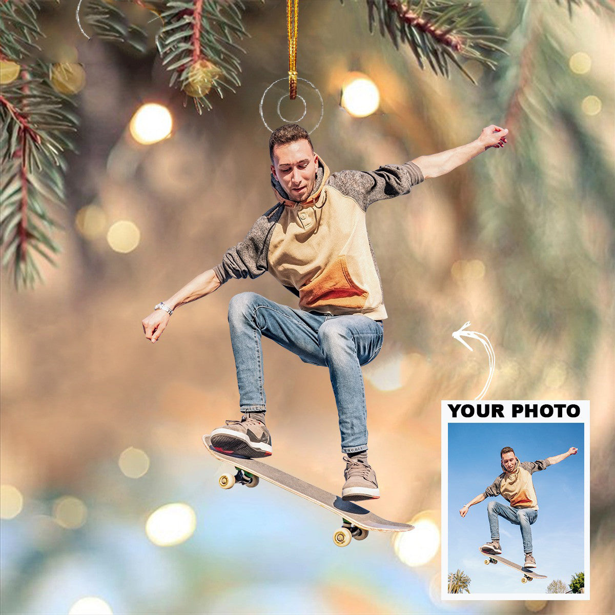 Personalized Photo Skateboard Ornament Custom Picture Ornaments Best Gifts For Skateboarders