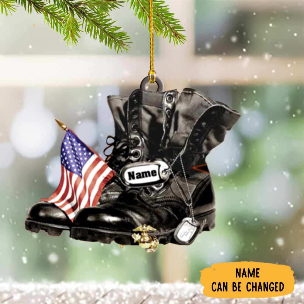 Personalized Military Boots Ornament 2023 Christmas Ornaments For Veterans Decoration Gifts