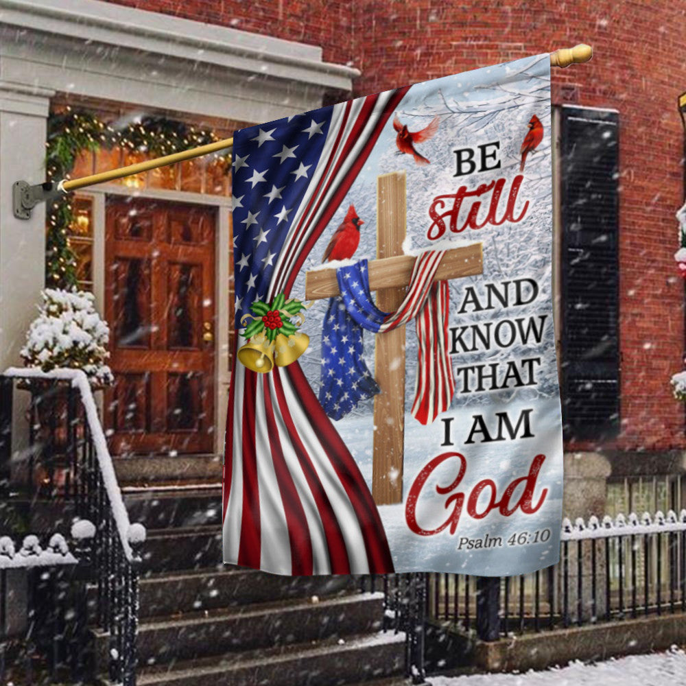 Christ Cross American Flag Be Still And Know That I Am God Christmas Flag Christian Merch
