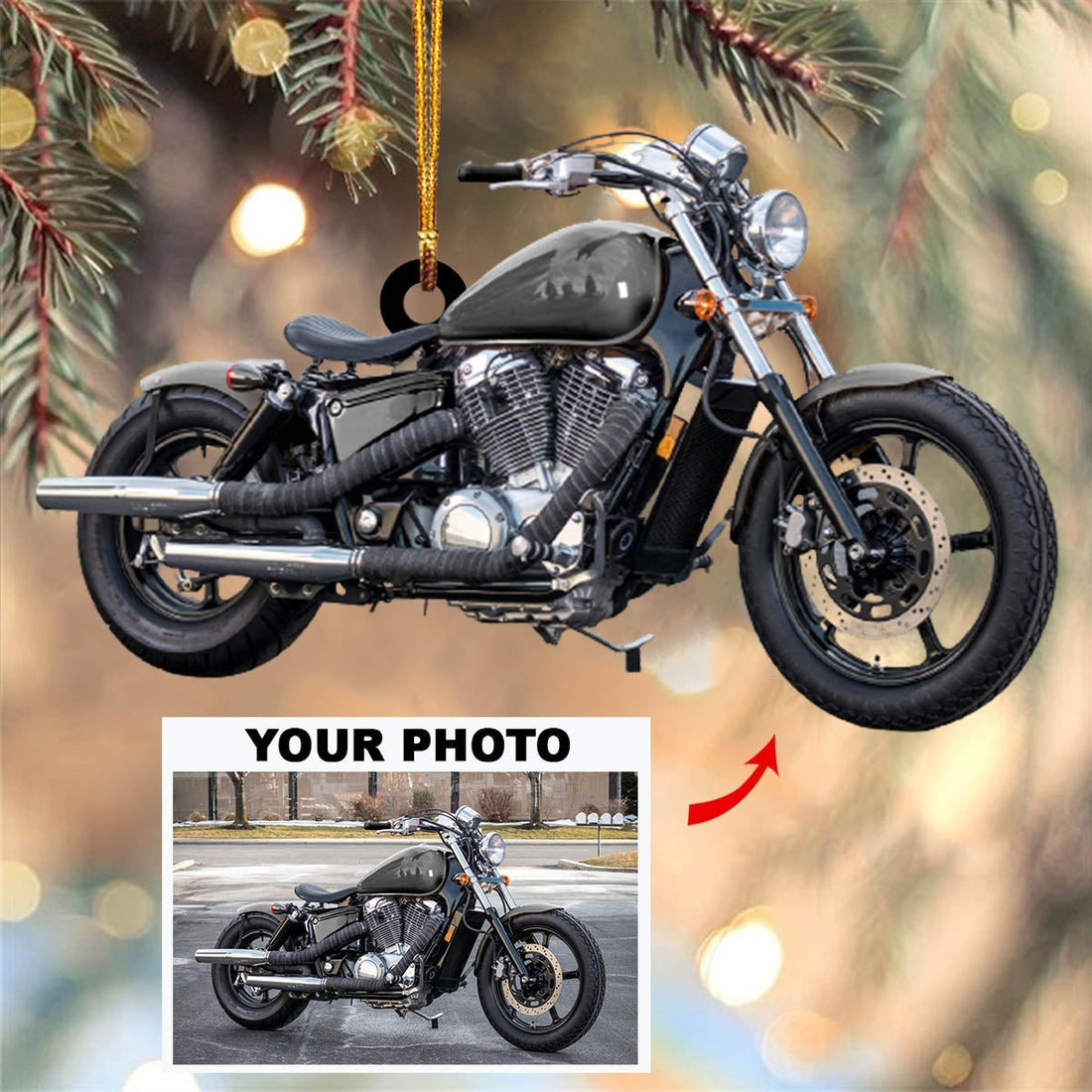Personalized Photo Motorcycle Ornament Motorcycle Christmas Tree Ornaments Gifts For Bikers